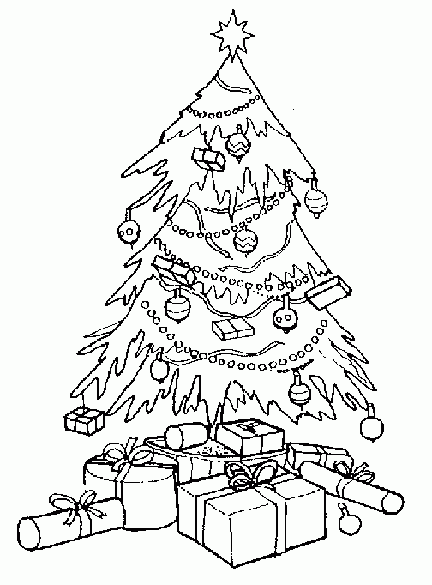 coloriage sapin de noel et les cadeaux